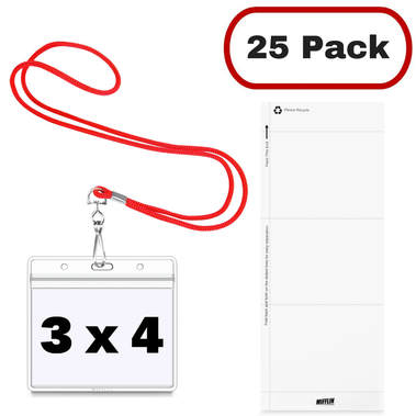25 Pack 3x4 Horizontal W Red Lanyards Insert Paper Mendota Merchants