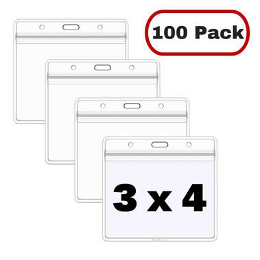 Clear Plastic Badge Holder Resealable Vertical Style 100 Pack MIFFLIN ID Card Holder Waterproof 